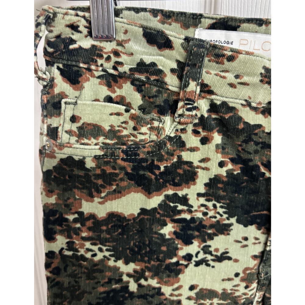 Pilcro Anthropologie Pants Womens 28 Camo Floral Corduroy High Rise Skinny EUC - Picture 5 of 13